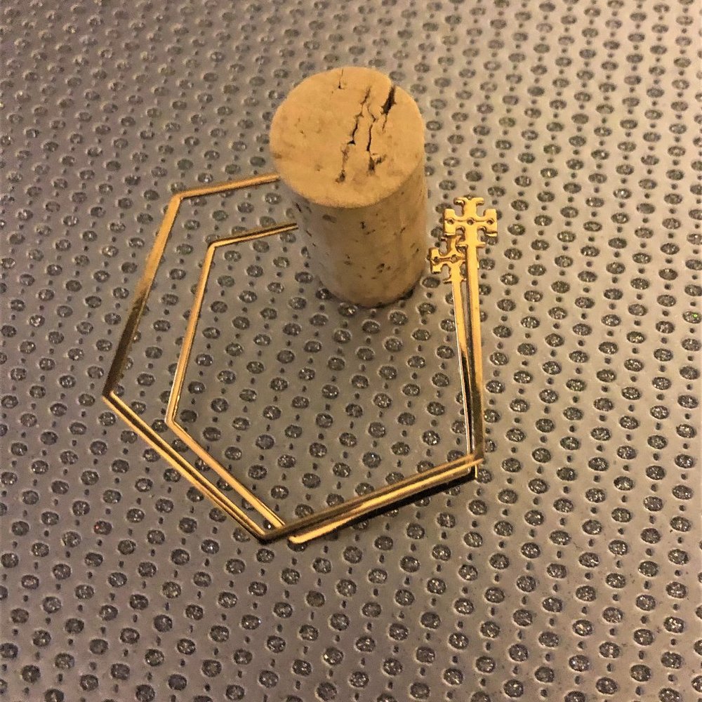 Tory Burch Gold Hexagon Hoop Earrings